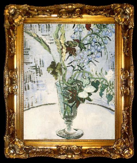 framed  Vincent Van Gogh Flowers in a vase, ta009-2